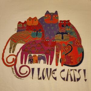 Laurel Burch, Cats, One size fits all on Tag. Looks to be around. (Large)